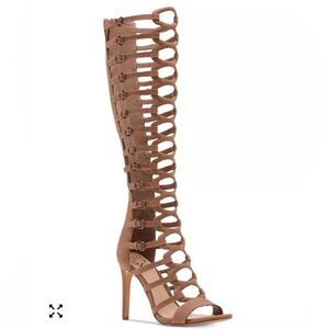 Vince Camuto Women’s Gladiator Knee-High Stiletto Sandal - Taupe